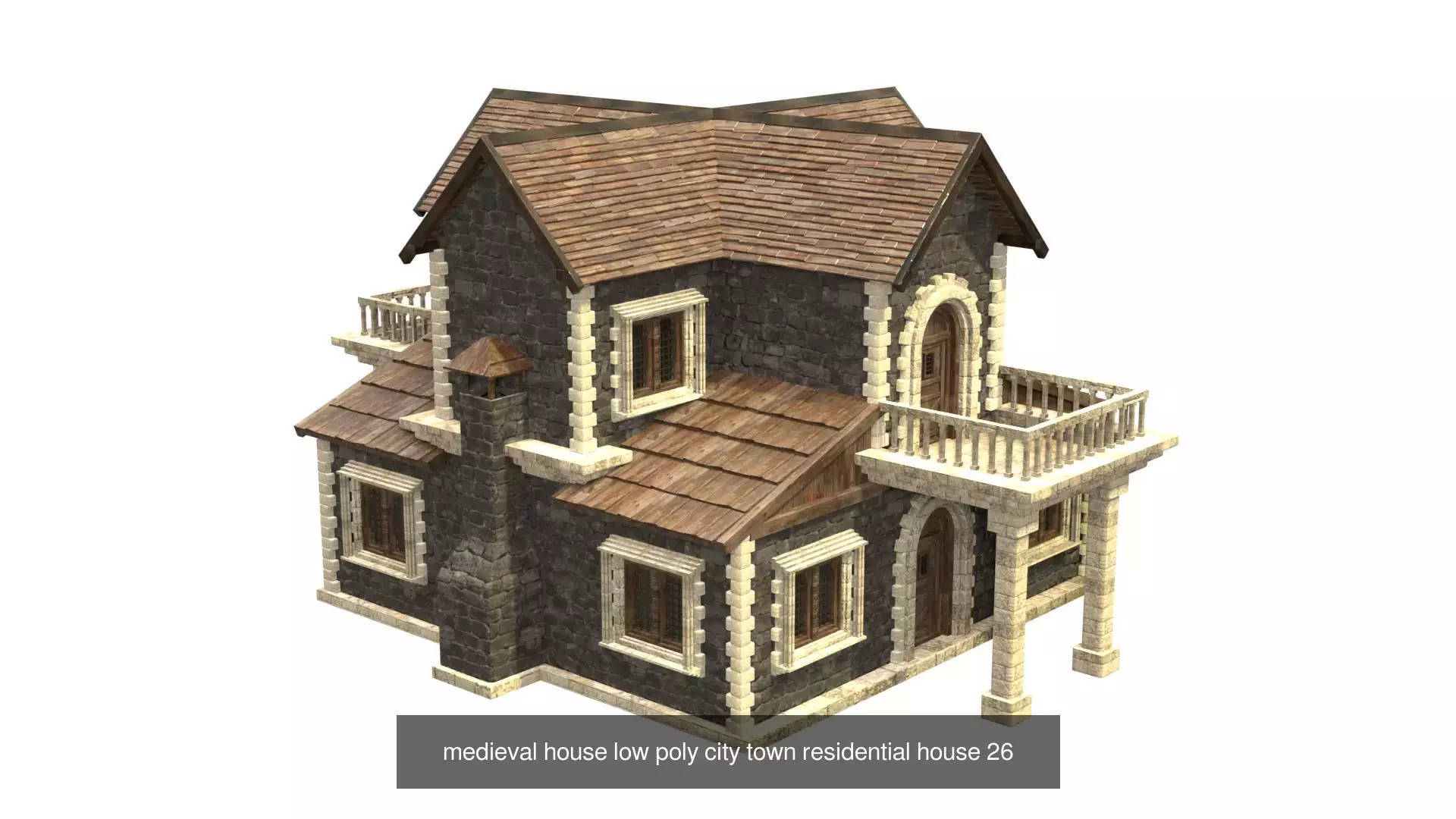 medieval house low poly city town residential house collection _28