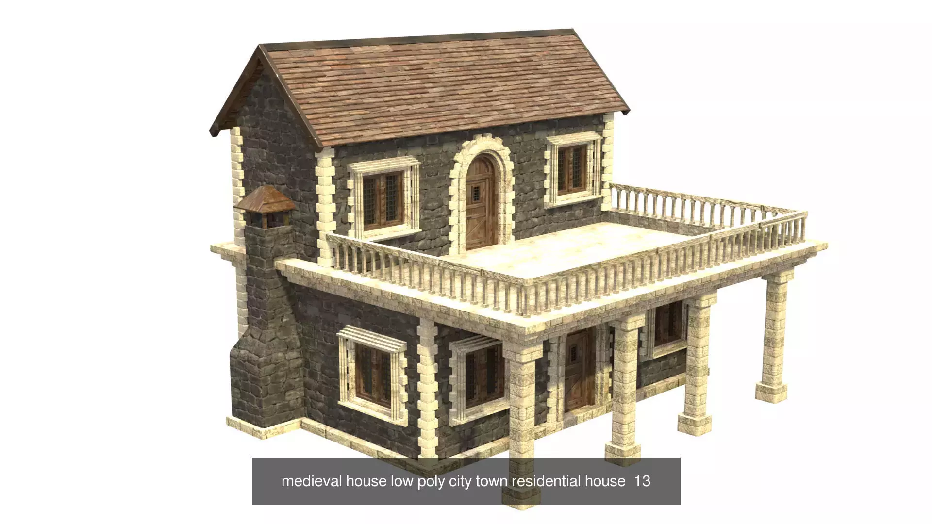 medieval house low poly city town residential house collection _14