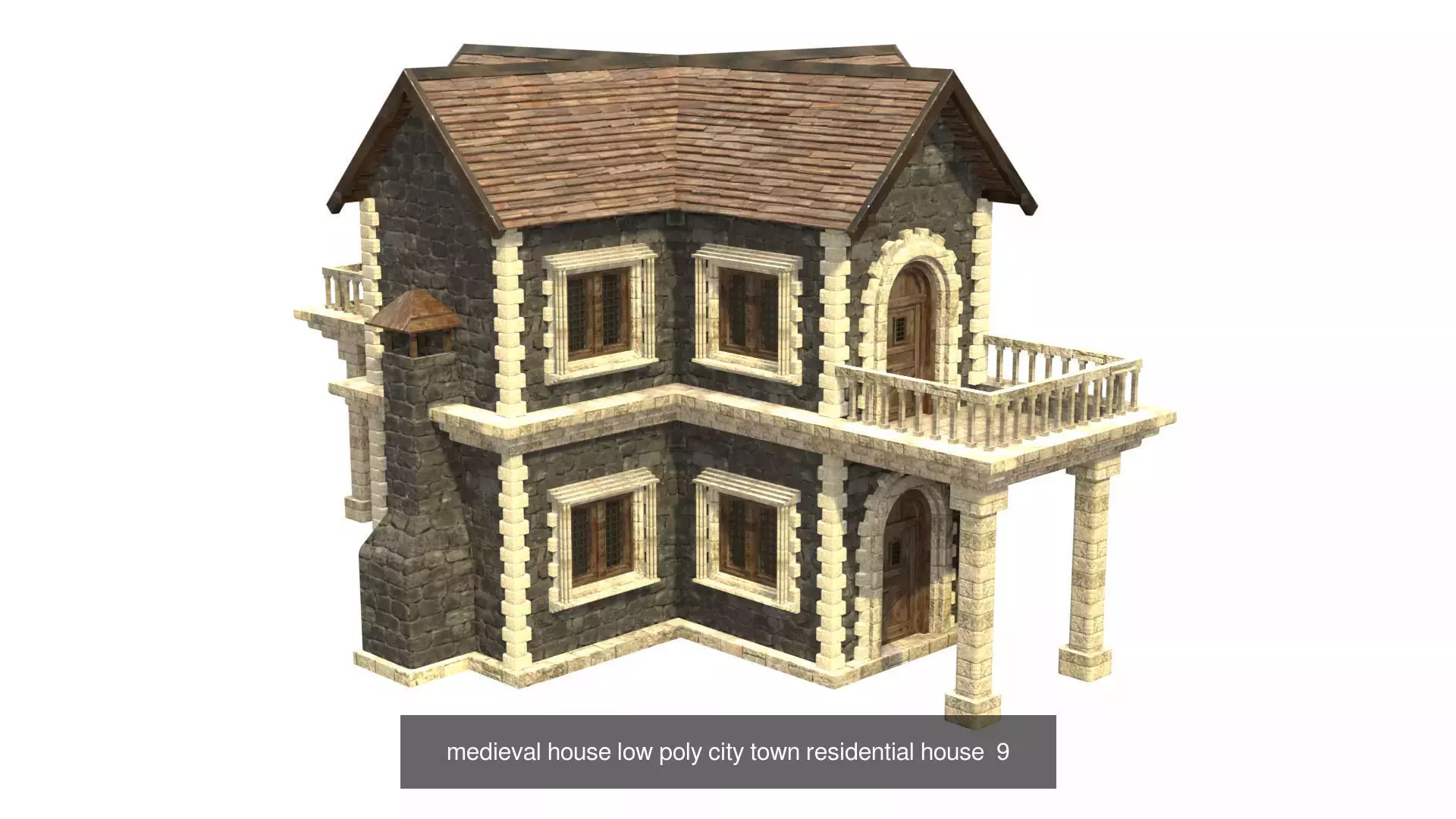 medieval house low poly city town residential house collection _6