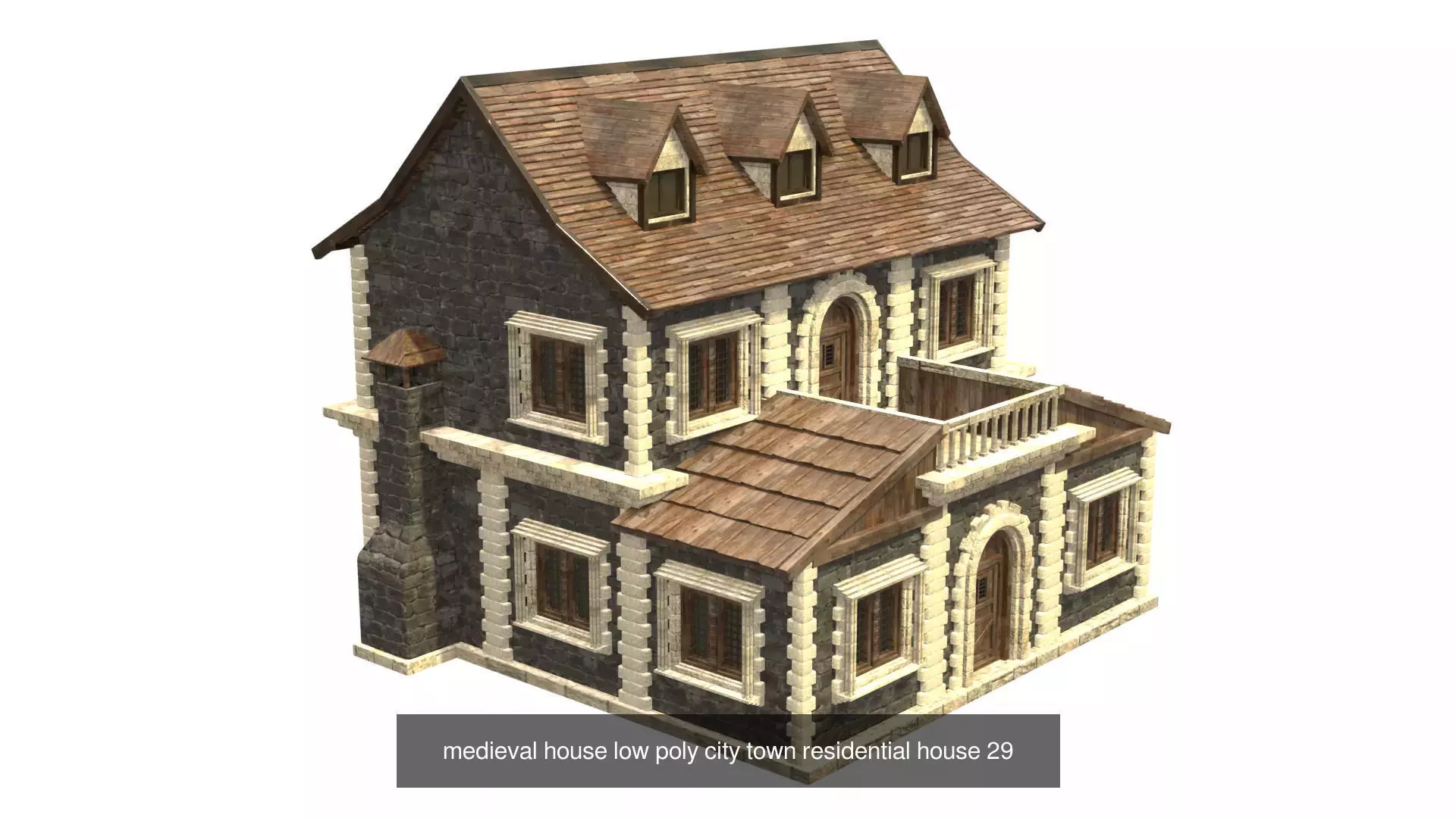 medieval house low poly city town residential house collection _25