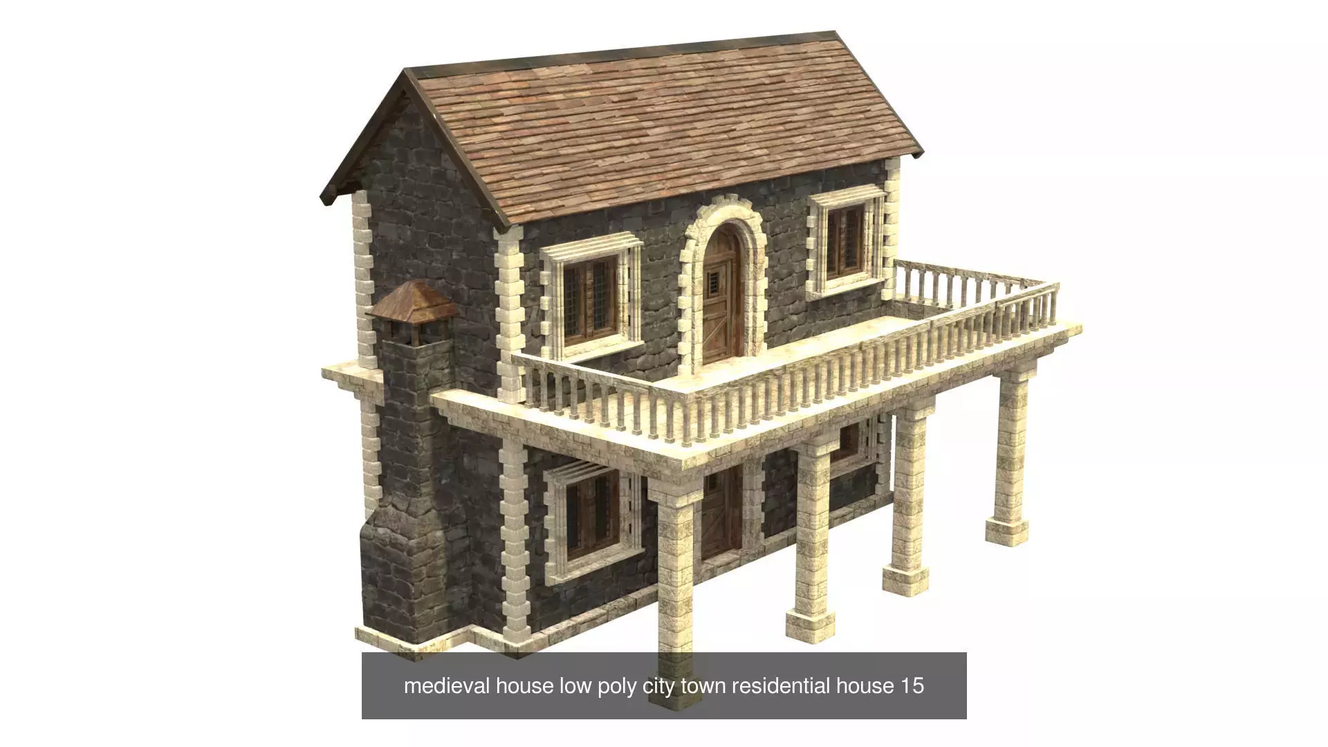 medieval house low poly city town residential house collection _39