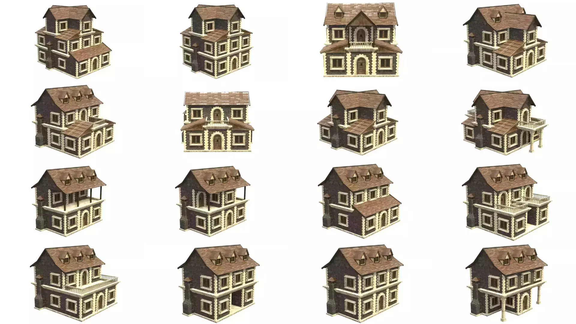 medieval house low poly city town residential house collection _1