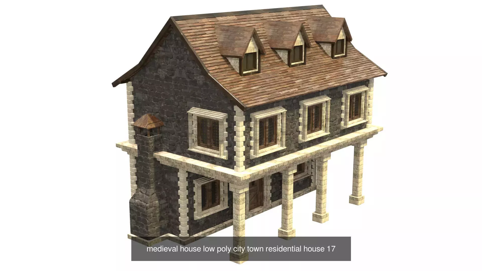 medieval house low poly city town residential house collection _37