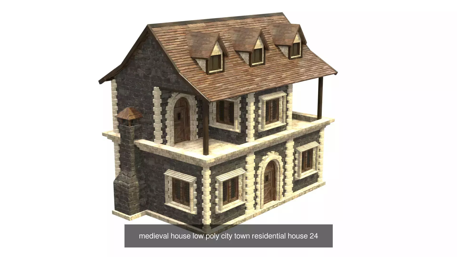medieval house low poly city town residential house collection _30