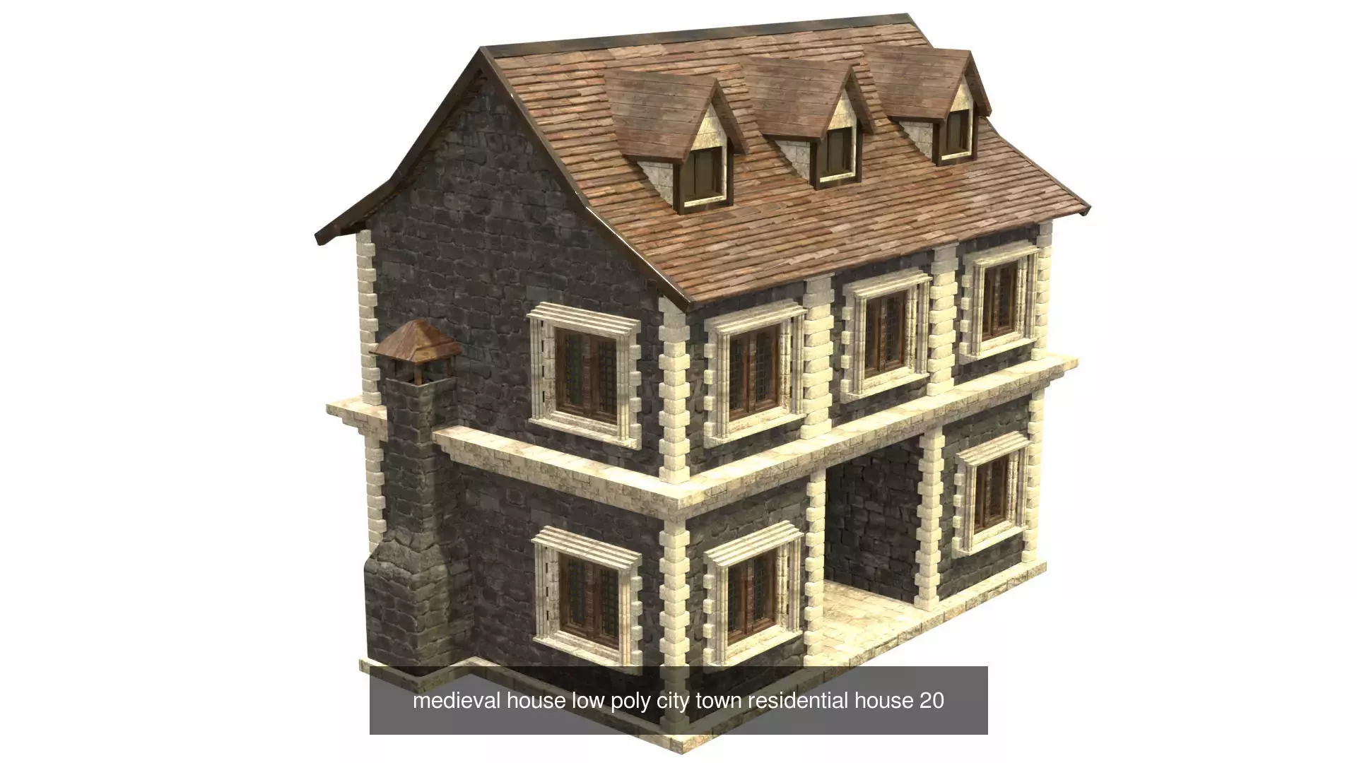 medieval house low poly city town residential house collection _34