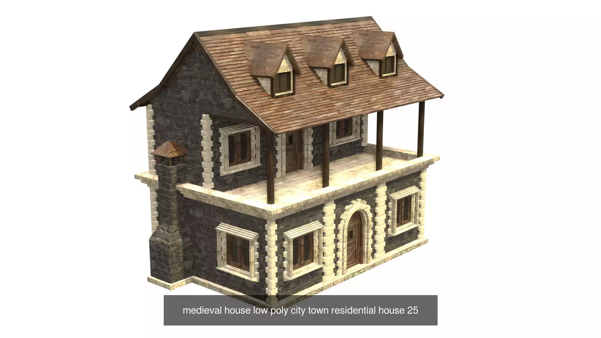 medieval house low poly city town residential house collection _29