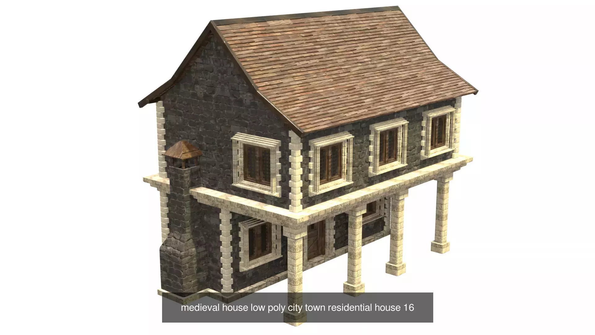 medieval house low poly city town residential house collection _38