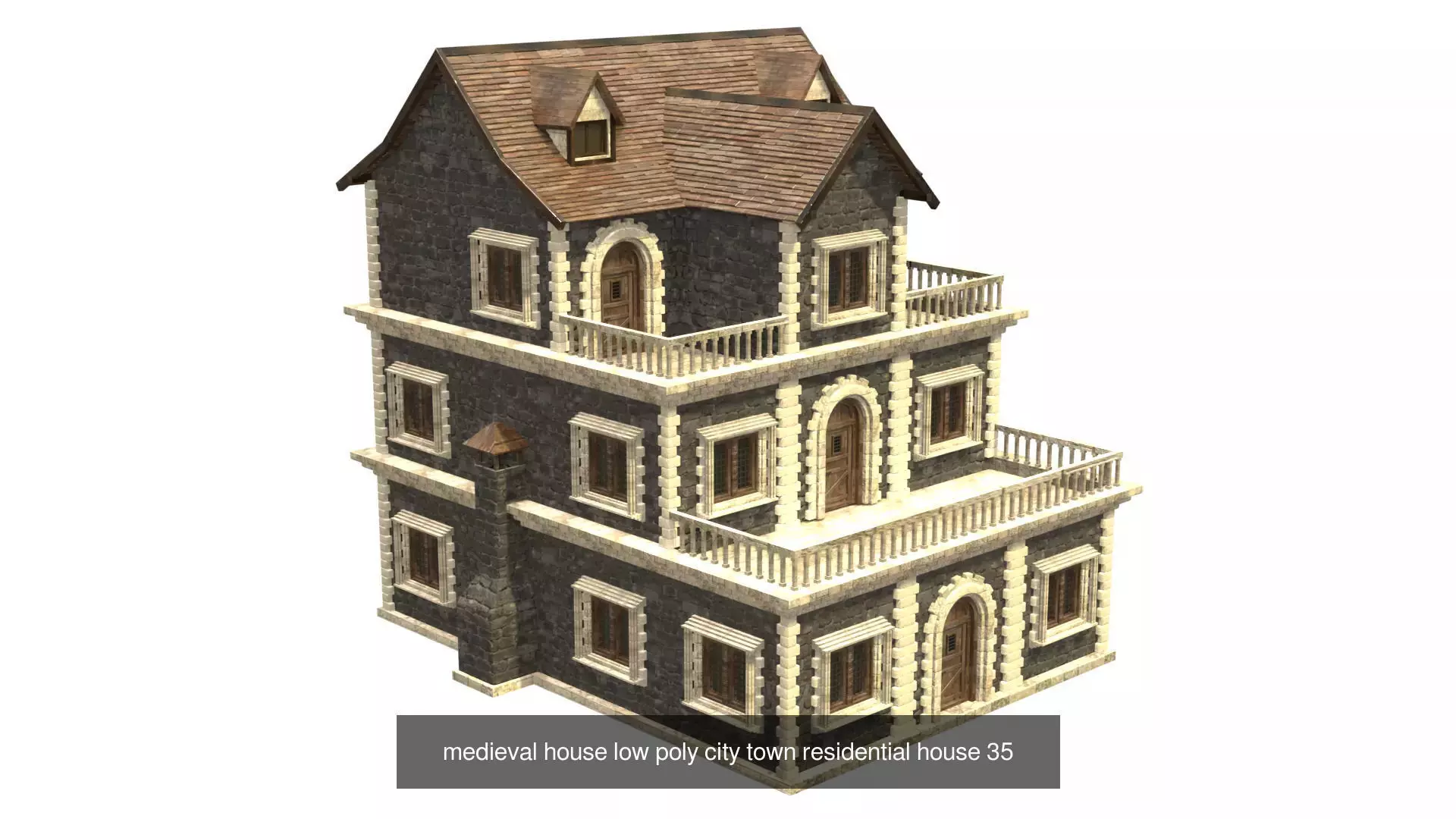 medieval house low poly city town residential house collection _19