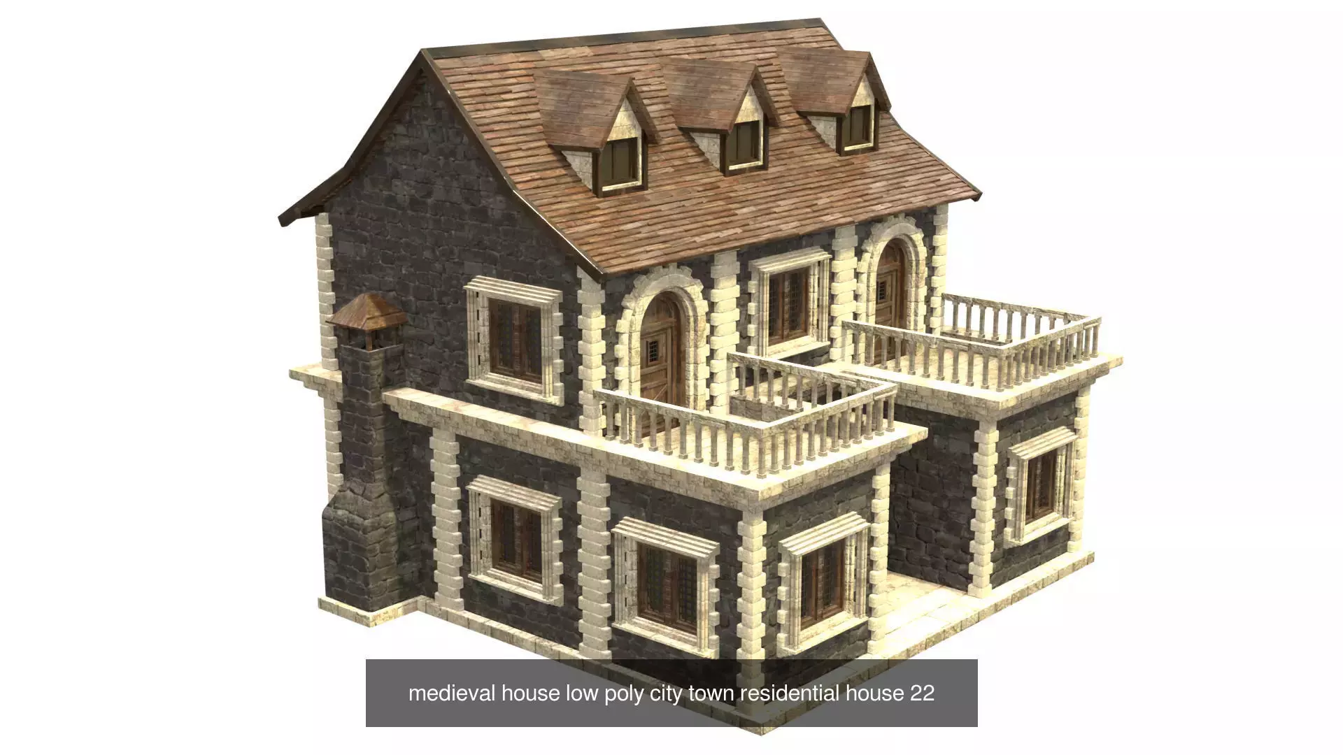 medieval house low poly city town residential house collection _32