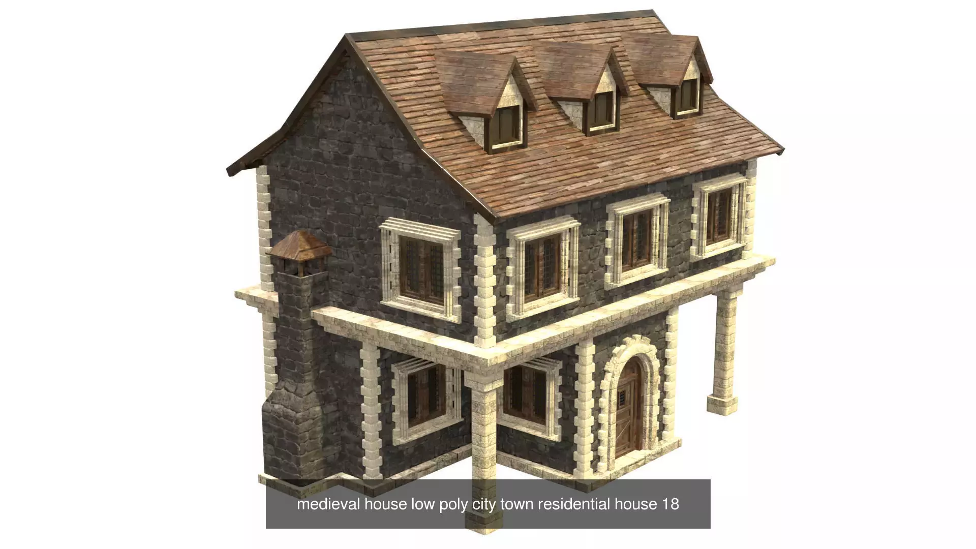 medieval house low poly city town residential house collection _36