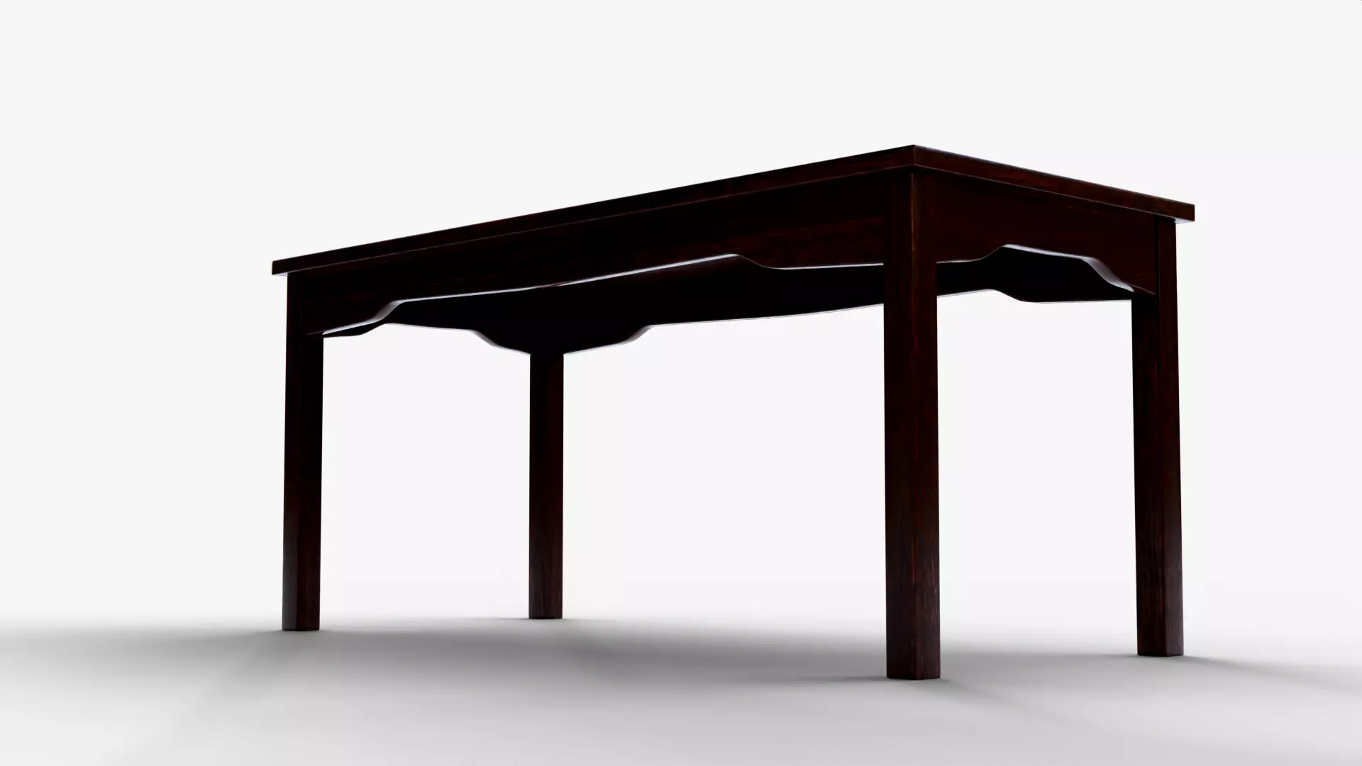 Classic Wooden Dining Table 3D Model Realistic Furniture Low-poly 3D model_7