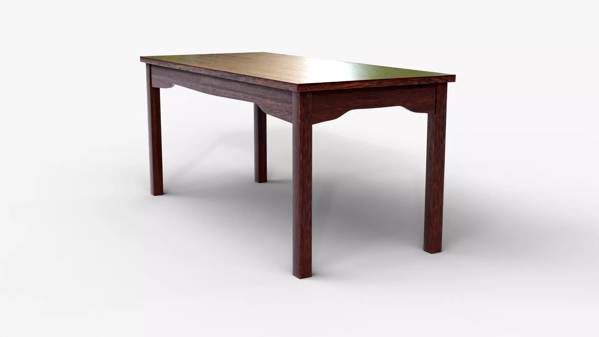 Classic Wooden Dining Table 3D Model Realistic Furniture Low-poly 3D model_3