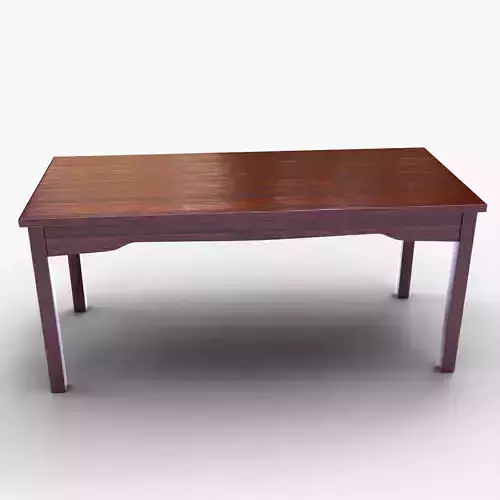 Classic Wooden Dining Table 3D Model Realistic Furniture Low-poly 3D model