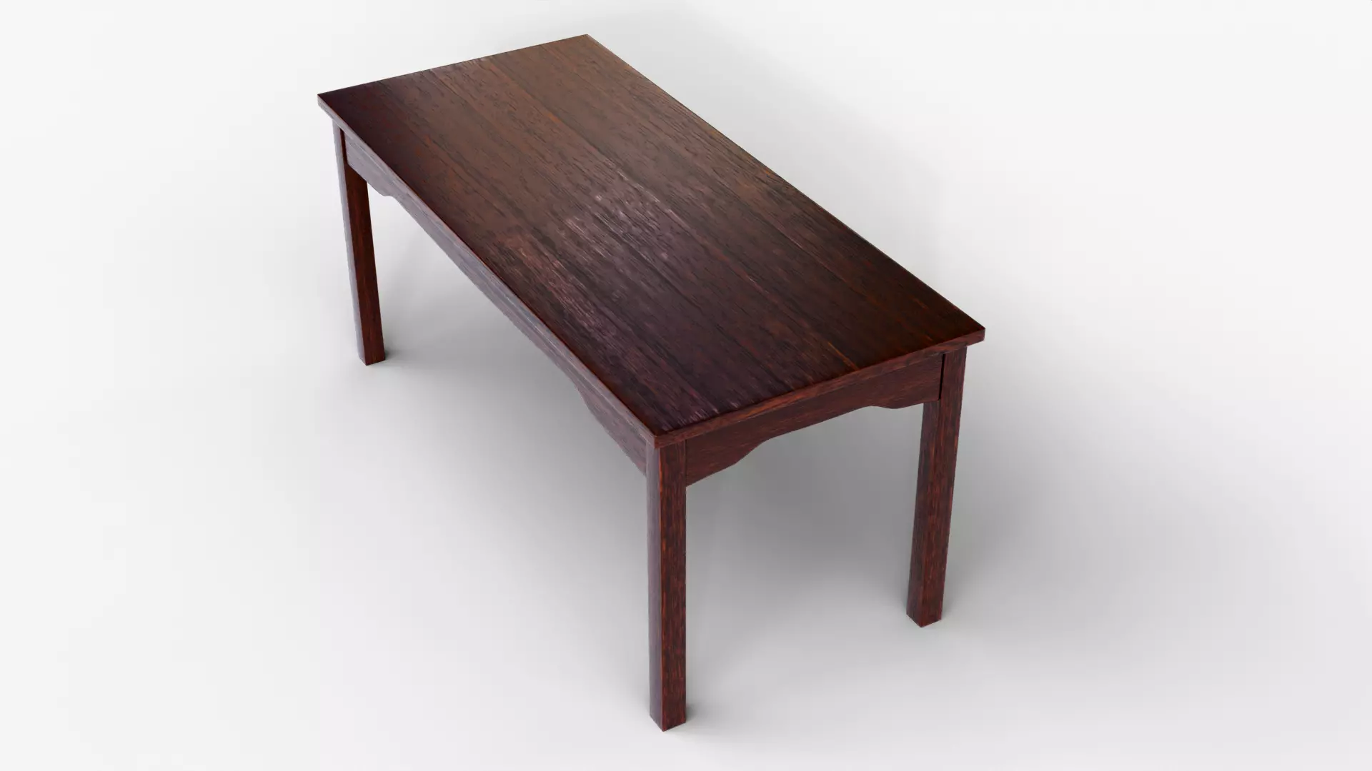 Classic Wooden Dining Table 3D Model Realistic Furniture Low-poly 3D model_4