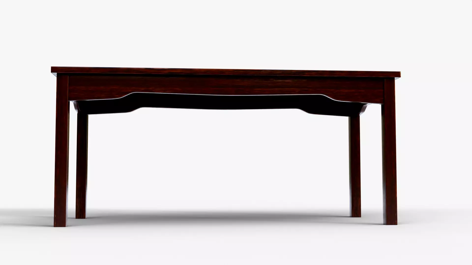 Classic Wooden Dining Table 3D Model Realistic Furniture Low-poly 3D model_2