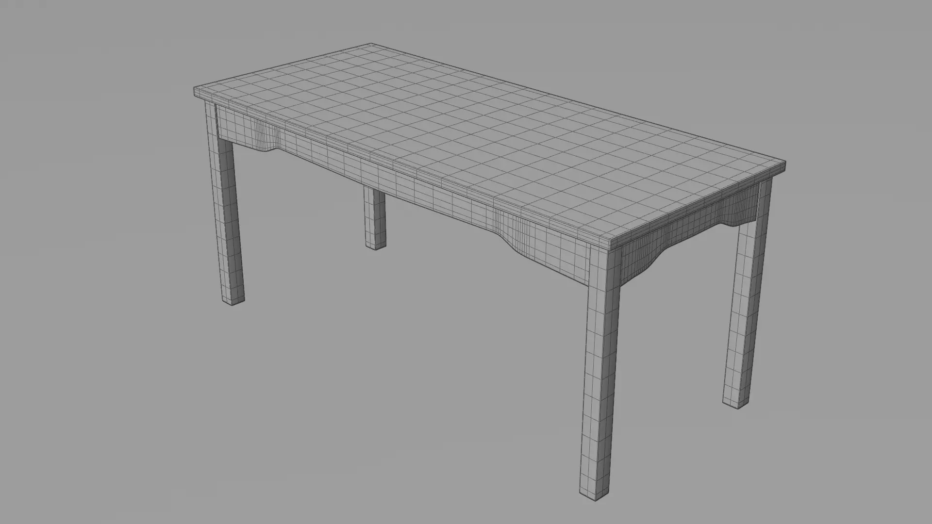 Classic Wooden Dining Table 3D Model Realistic Furniture Low-poly 3D model_9