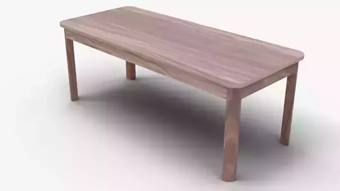 Modern Light Wooden Dining Table 3D Model Realistic Furniture