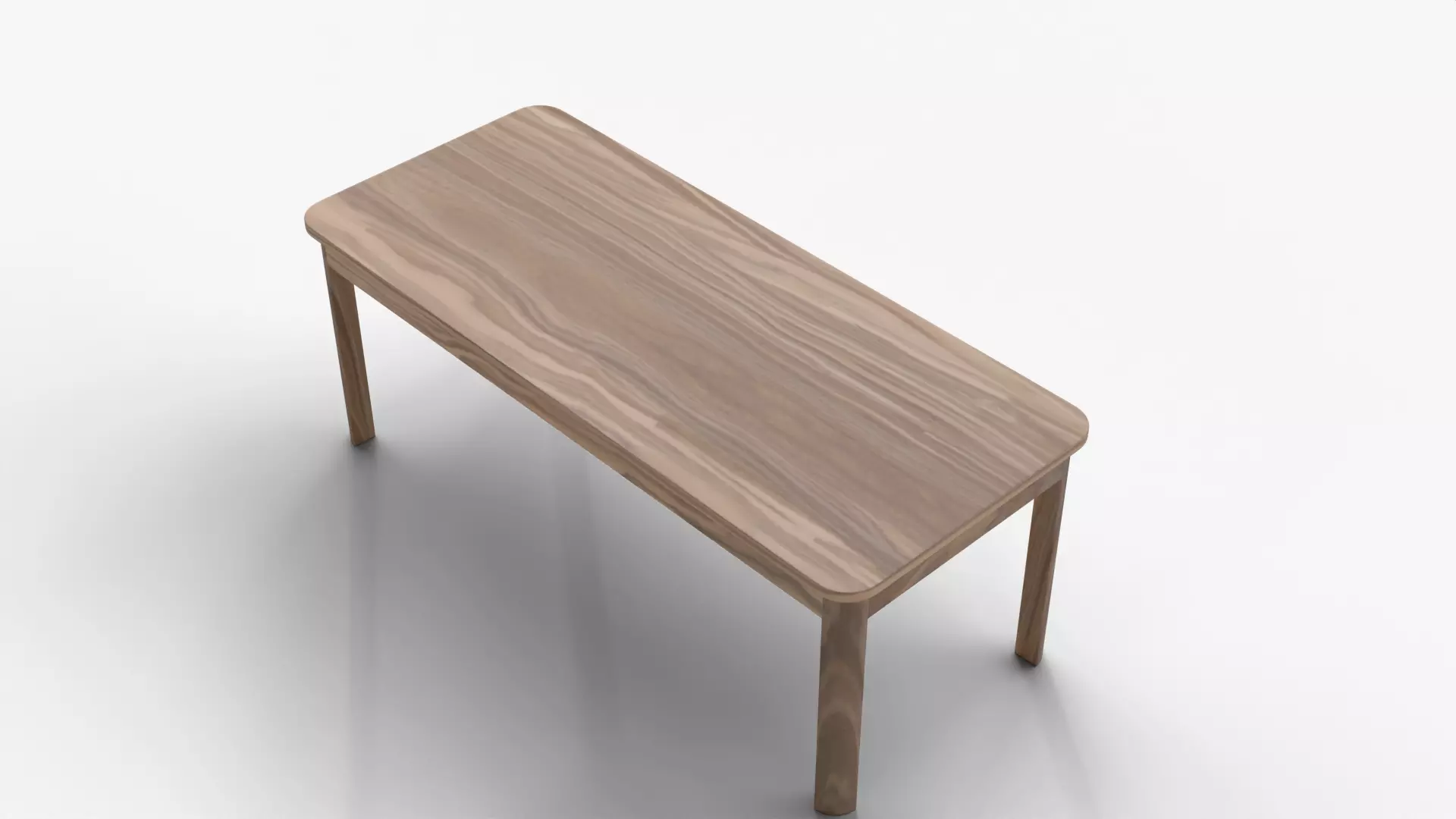 Modern Light Wooden Dining Table 3D Model Realistic Furniture Low-poly 3D model_3