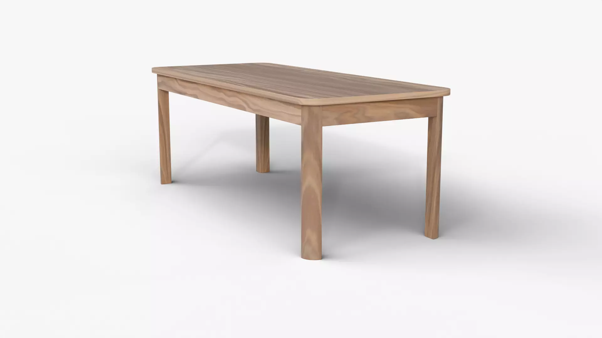 Modern Light Wooden Dining Table 3D Model Realistic Furniture Low-poly 3D model_2