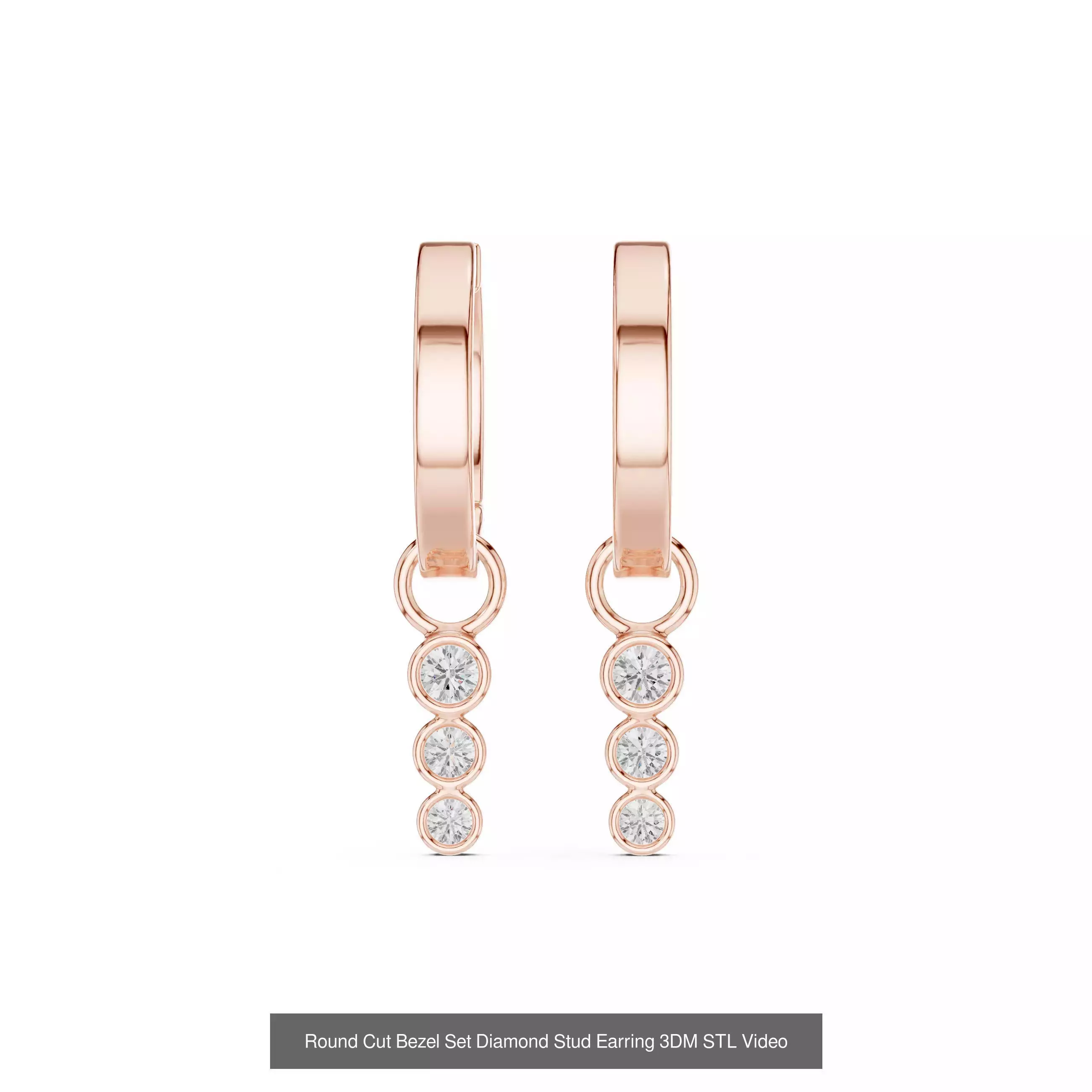 11 Straight Line Diamond Earring 3DM STL FBX OBJ Video 3D Model Collection_5