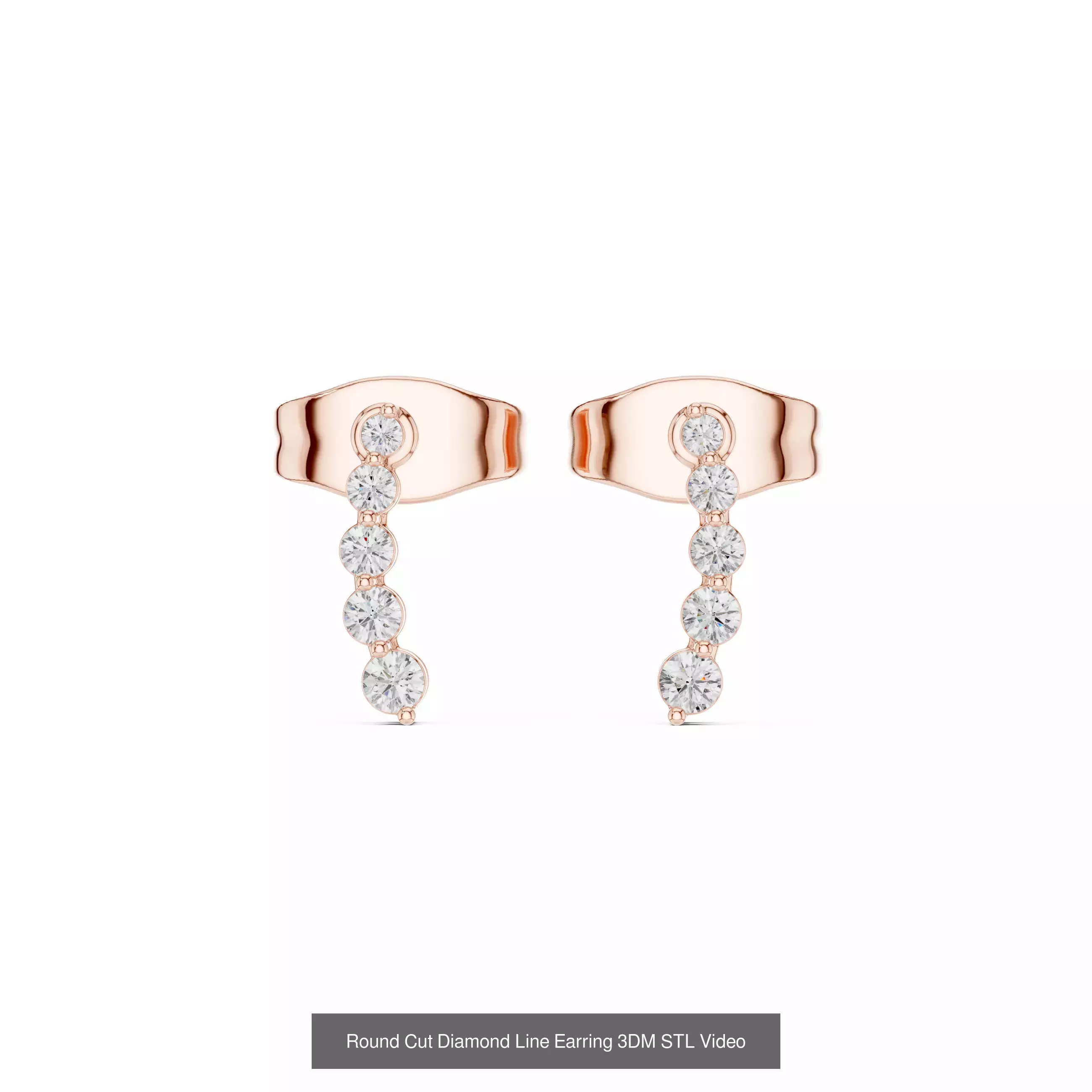 11 Straight Line Diamond Earring 3DM STL FBX OBJ Video 3D Model Collection_6