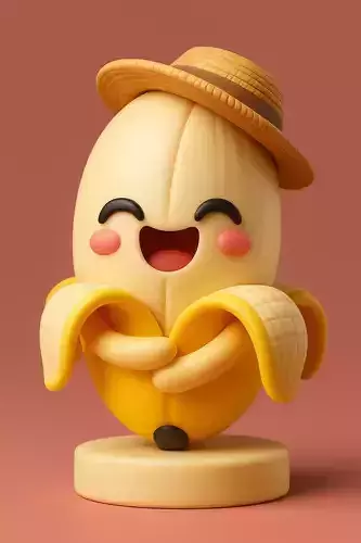 Banana Mascot in a Sun Hat 3D print model