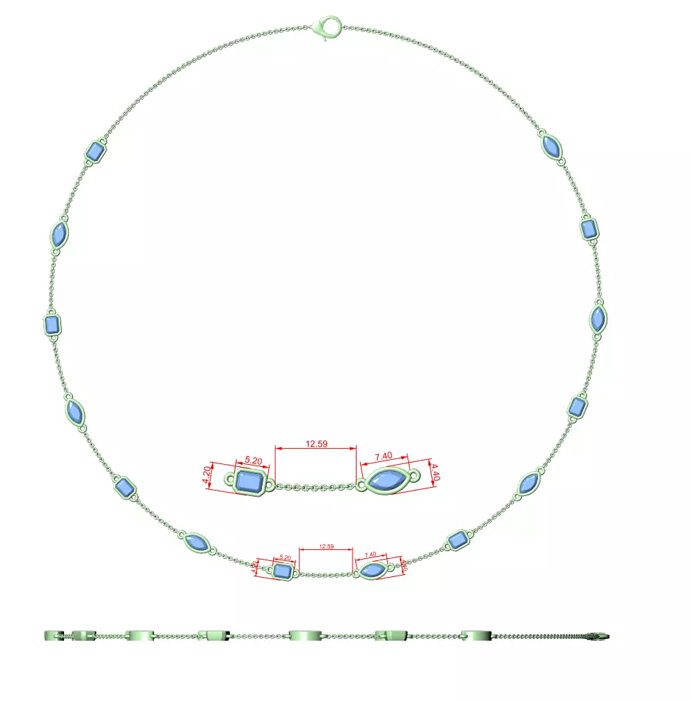Diamond Necklace 3dm stl renders animation videos details 3D print model_1