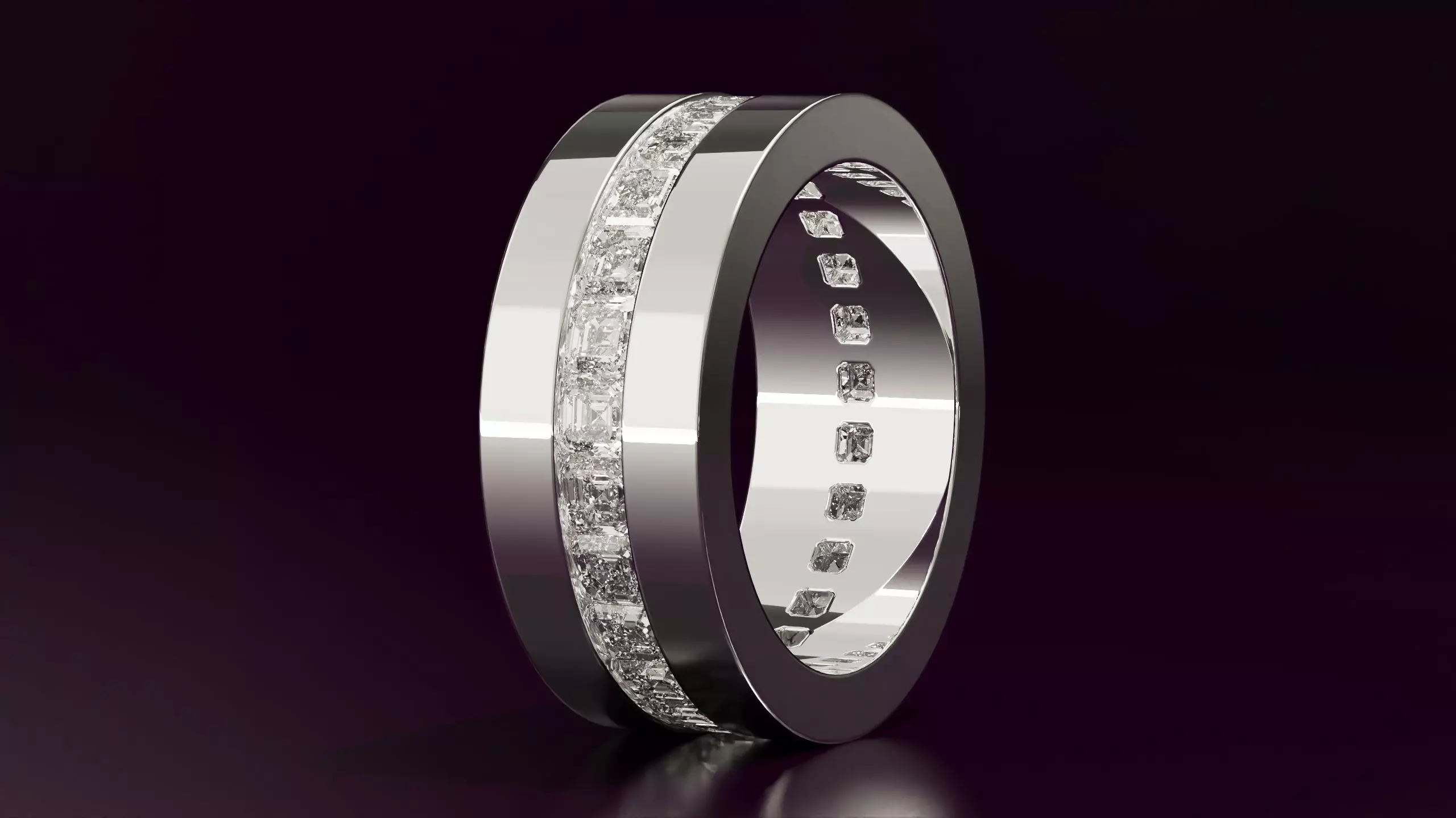 Channel Set Emerald Square Eternity Ring N03 295CT EU54 Free 3D print model