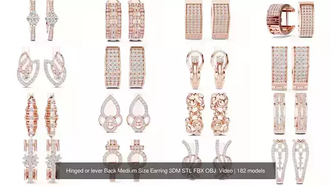182 Hinged lever Back Medium Size Earring 3DM STL FBX OBJ  Video 3D Model Collection