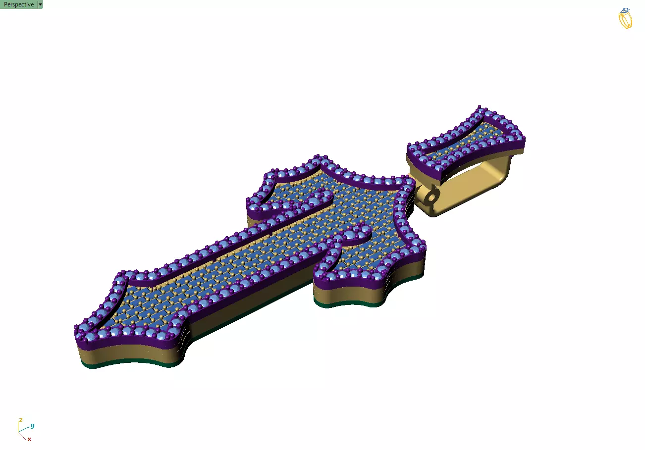 Custom Trapstar Cross Diamond Pendant - Cross Necklace 3D print model_8