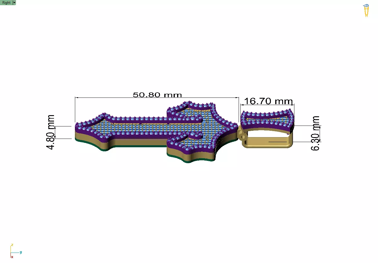 Custom Trapstar Cross Diamond Pendant - Cross Necklace 3D print model_7