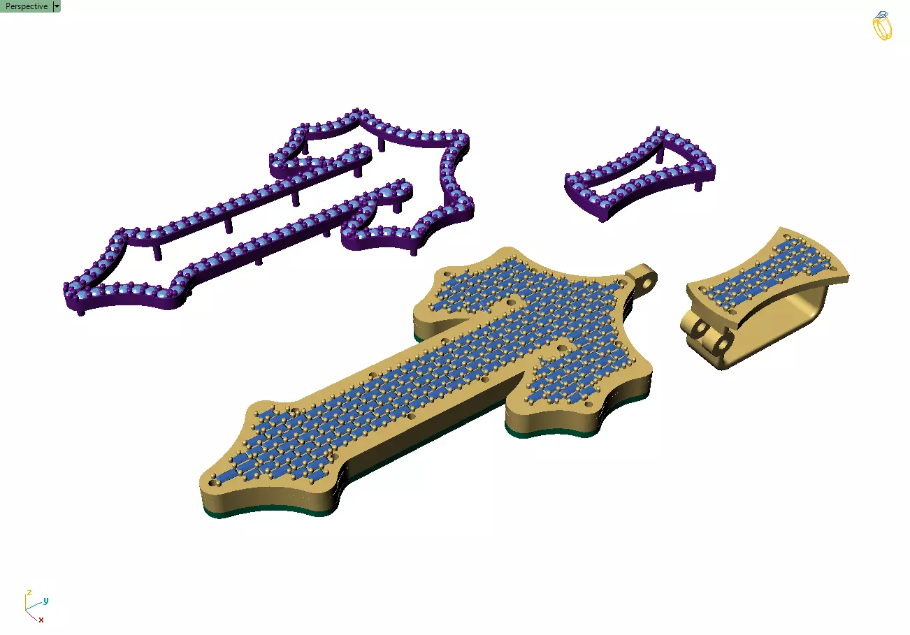 Custom Trapstar Cross Diamond Pendant - Cross Necklace 3D print model_13