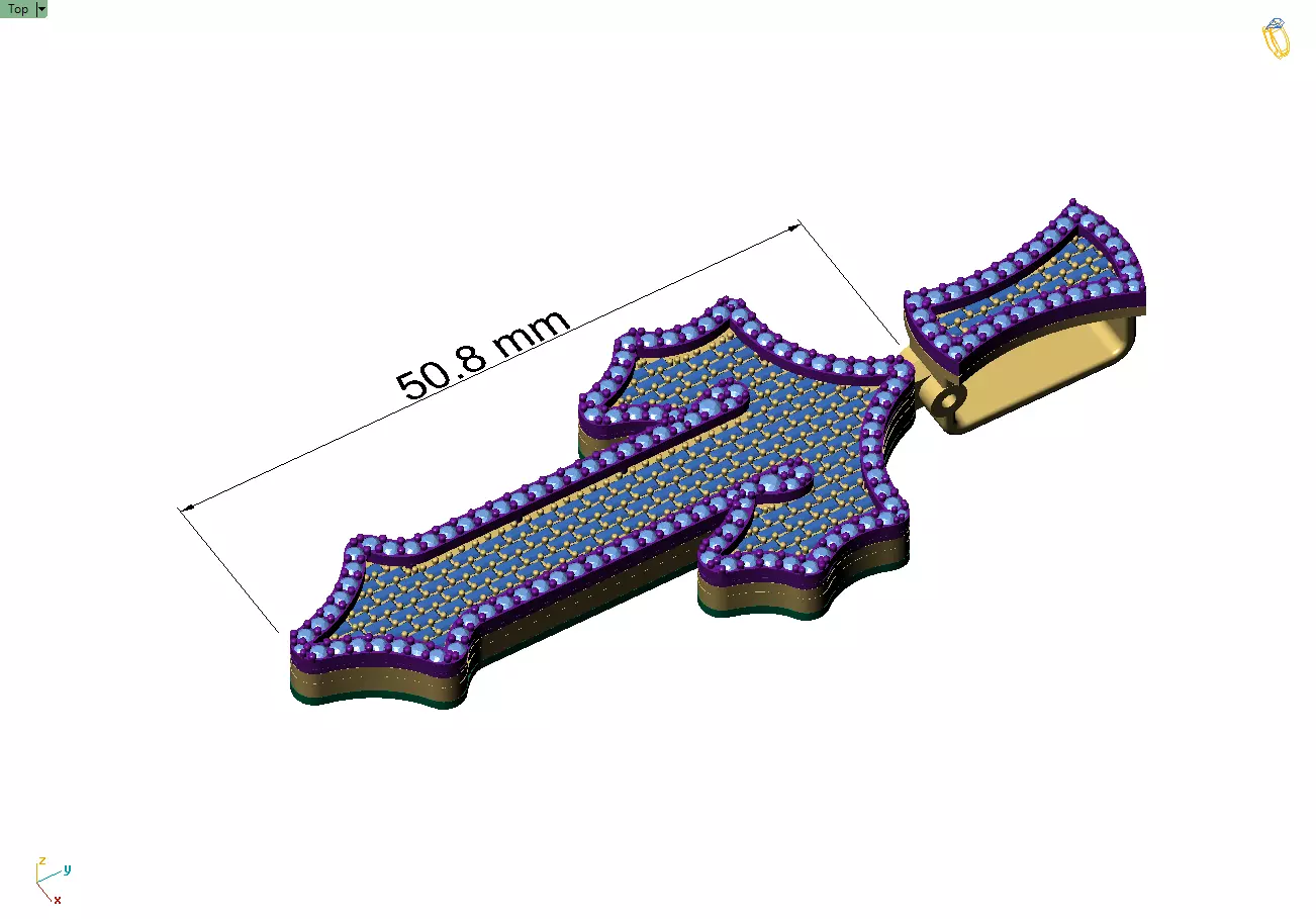 Custom Trapstar Cross Diamond Pendant - Cross Necklace 3D print model_4