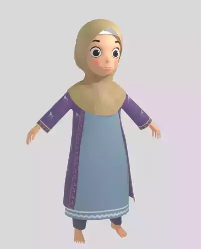 Stylized Muslim Girl 3D Character in Blender  