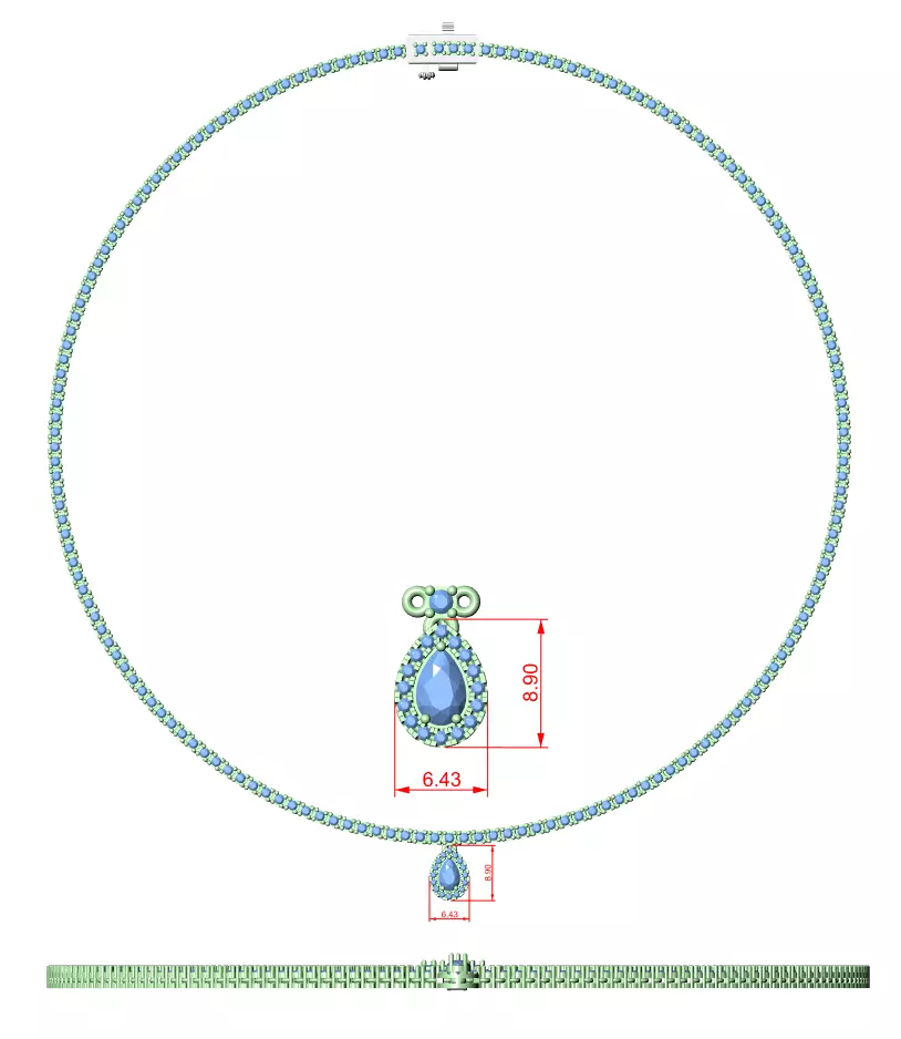 Diamond Necklace 3dm stl renders animation videos details 3D print model_1