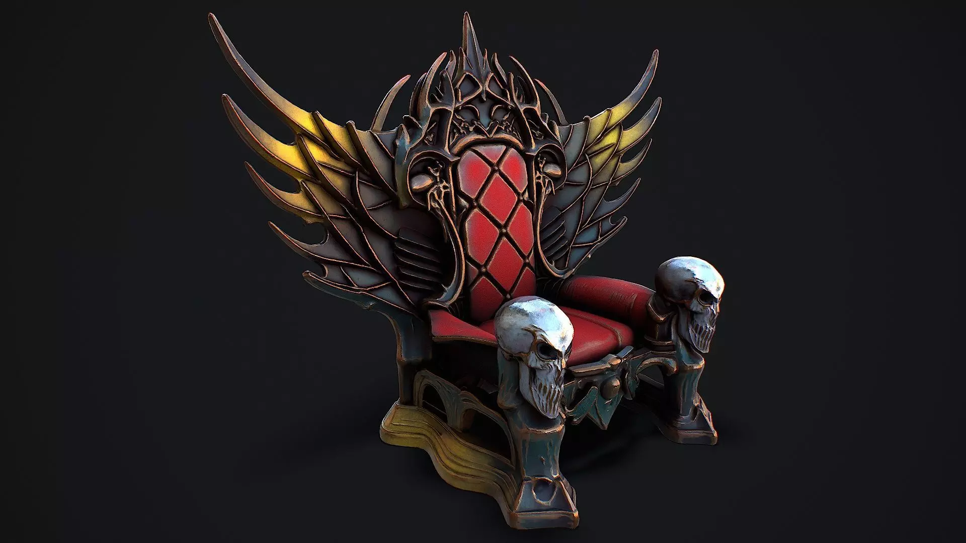 Fantasy Throne 7 game ready 3d model Low-poly 3D model_5