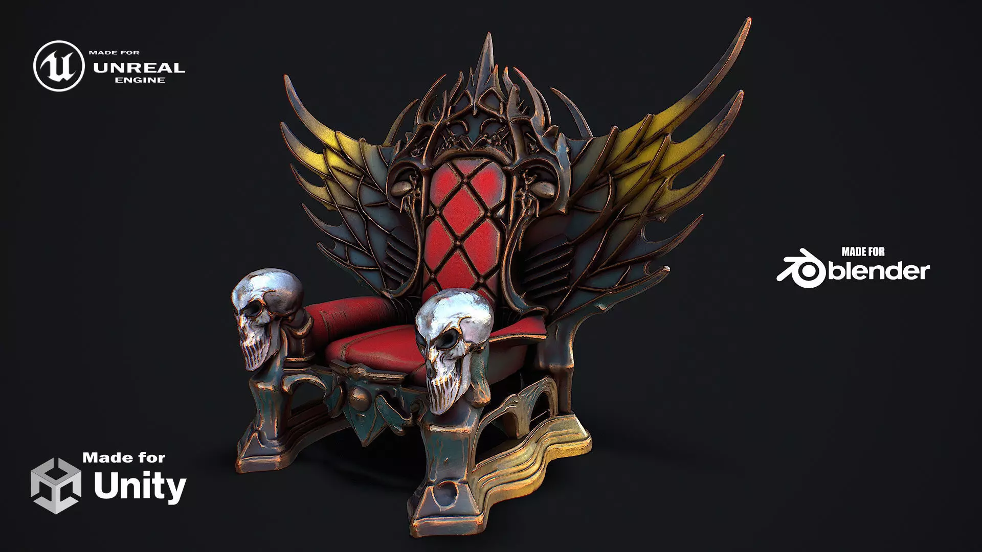 Fantasy Throne 7 game ready 3d model Low-poly 3D model_0