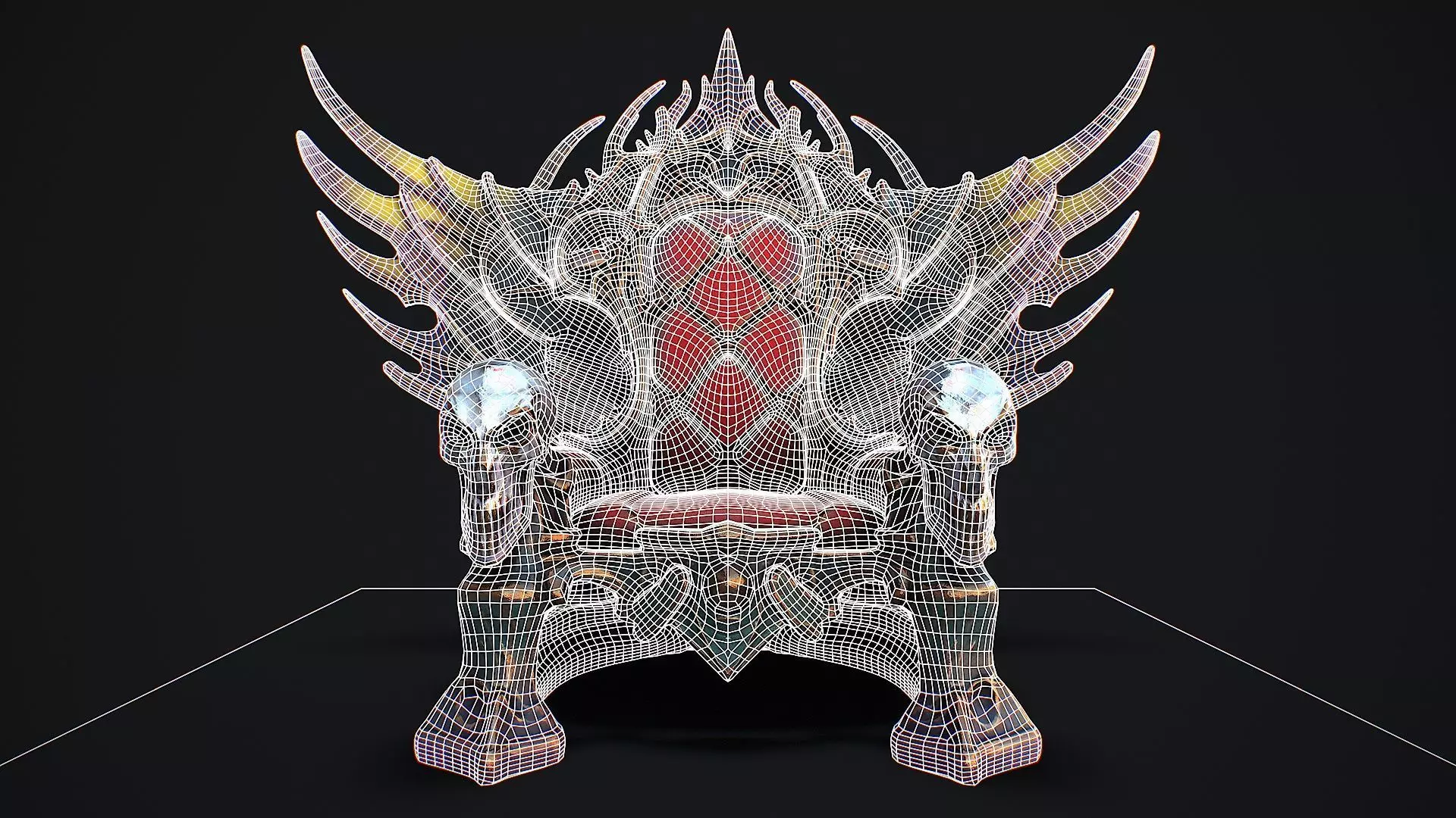 Fantasy Throne 7 game ready 3d model Low-poly 3D model_8