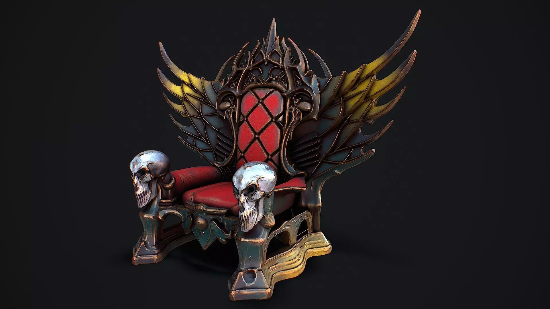 Fantasy Throne 7 game ready 3d model Low-poly 3D model_3