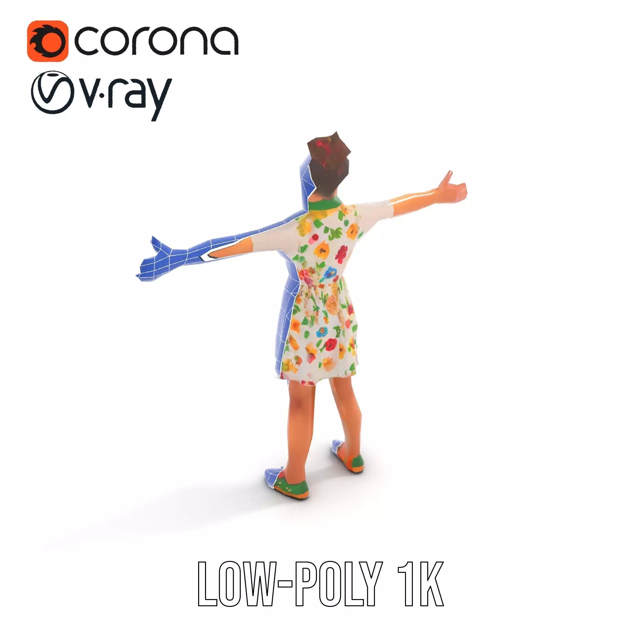 Colorful Floral Dress Character Model Pack Low-poly 3D model_22