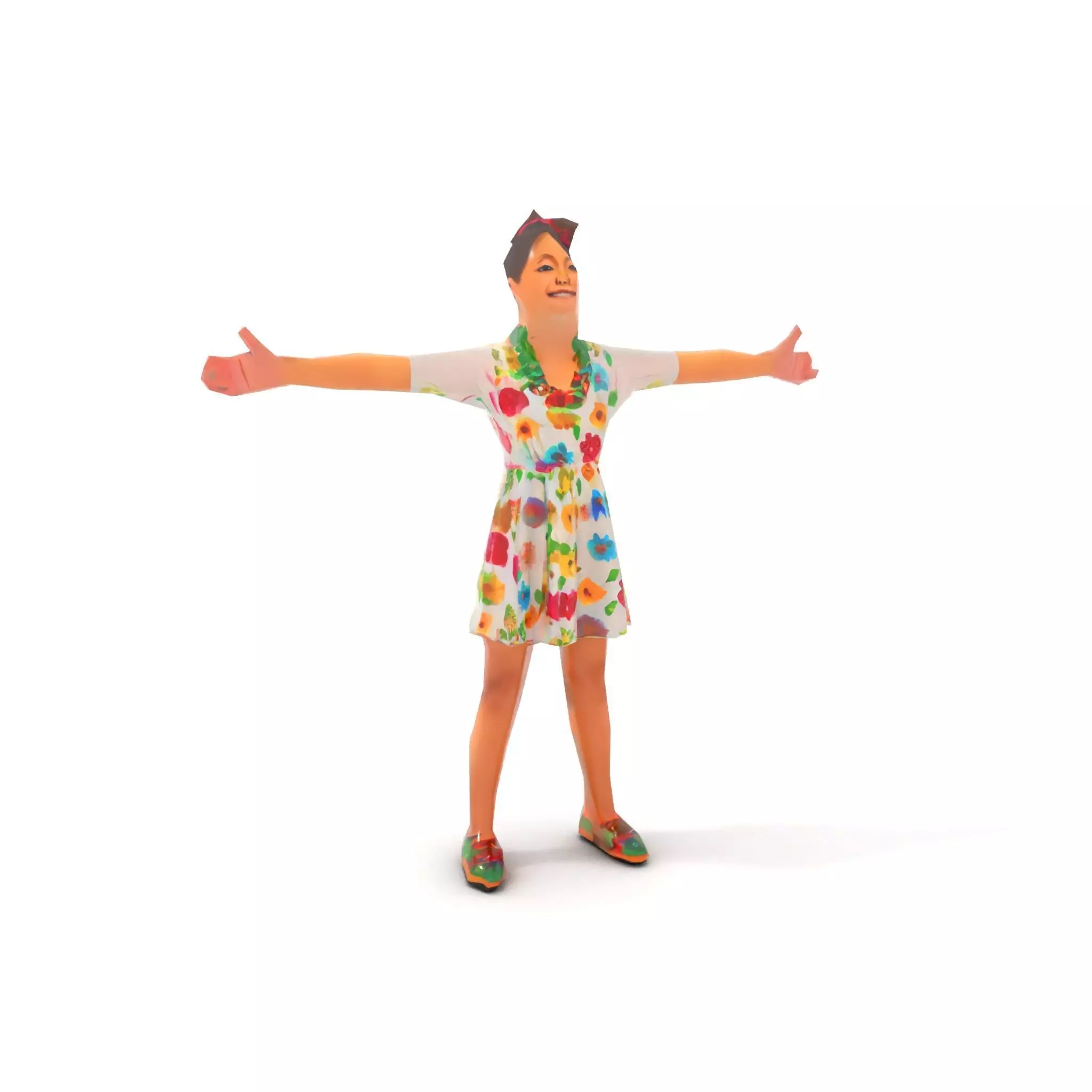 Colorful Floral Dress Character Model Pack Low-poly 3D model_9