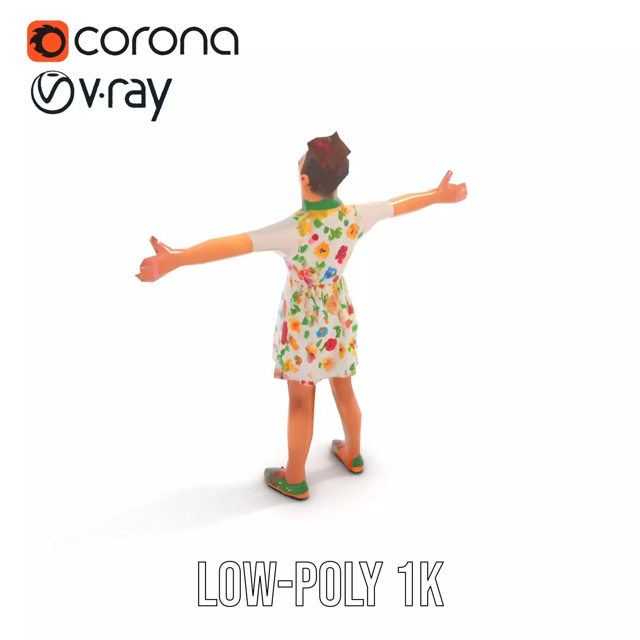 Colorful Floral Dress Character Model Pack Low-poly 3D model_20