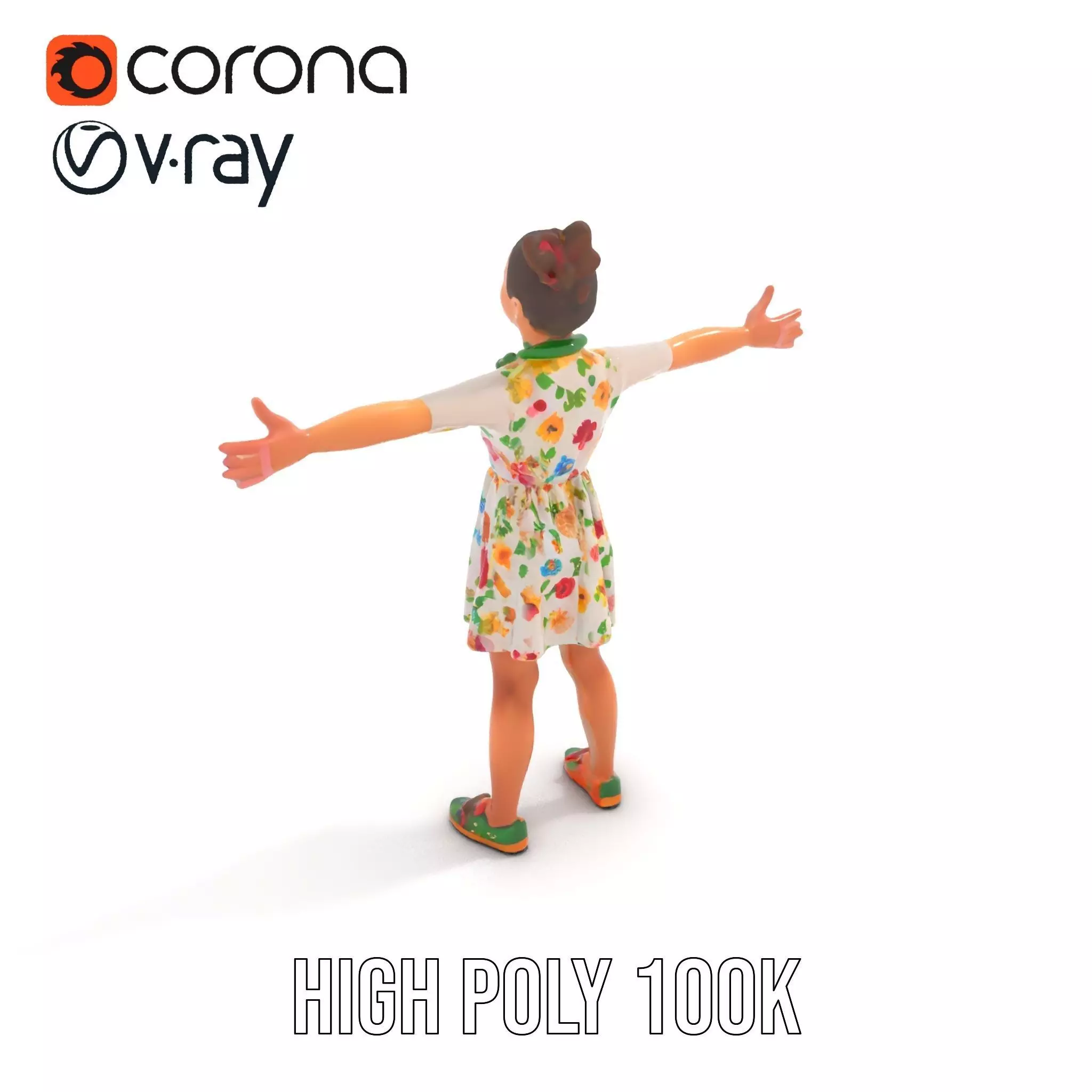 Colorful Floral Dress Character Model Pack Low-poly 3D model_18