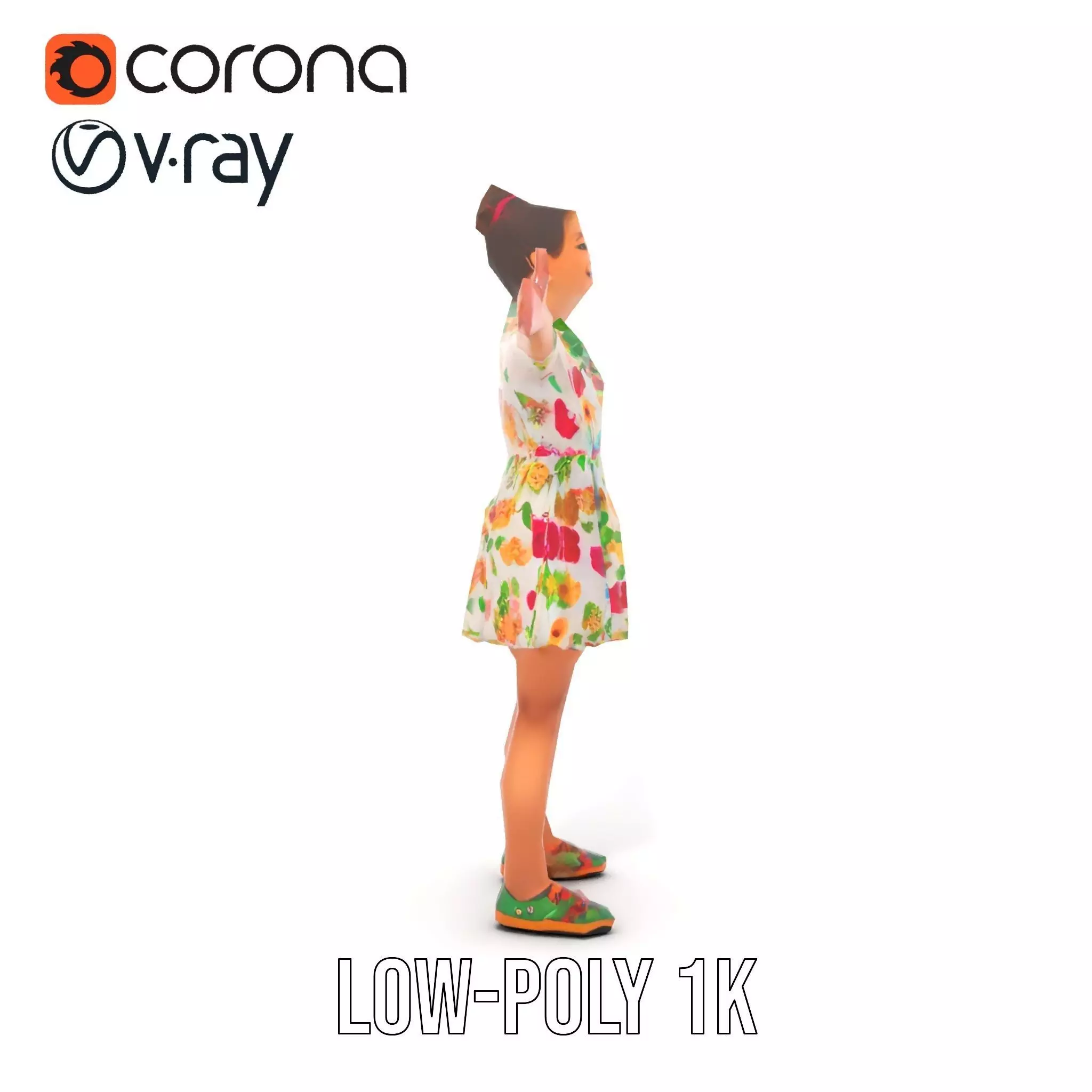 Colorful Floral Dress Character Model Pack Low-poly 3D model_14