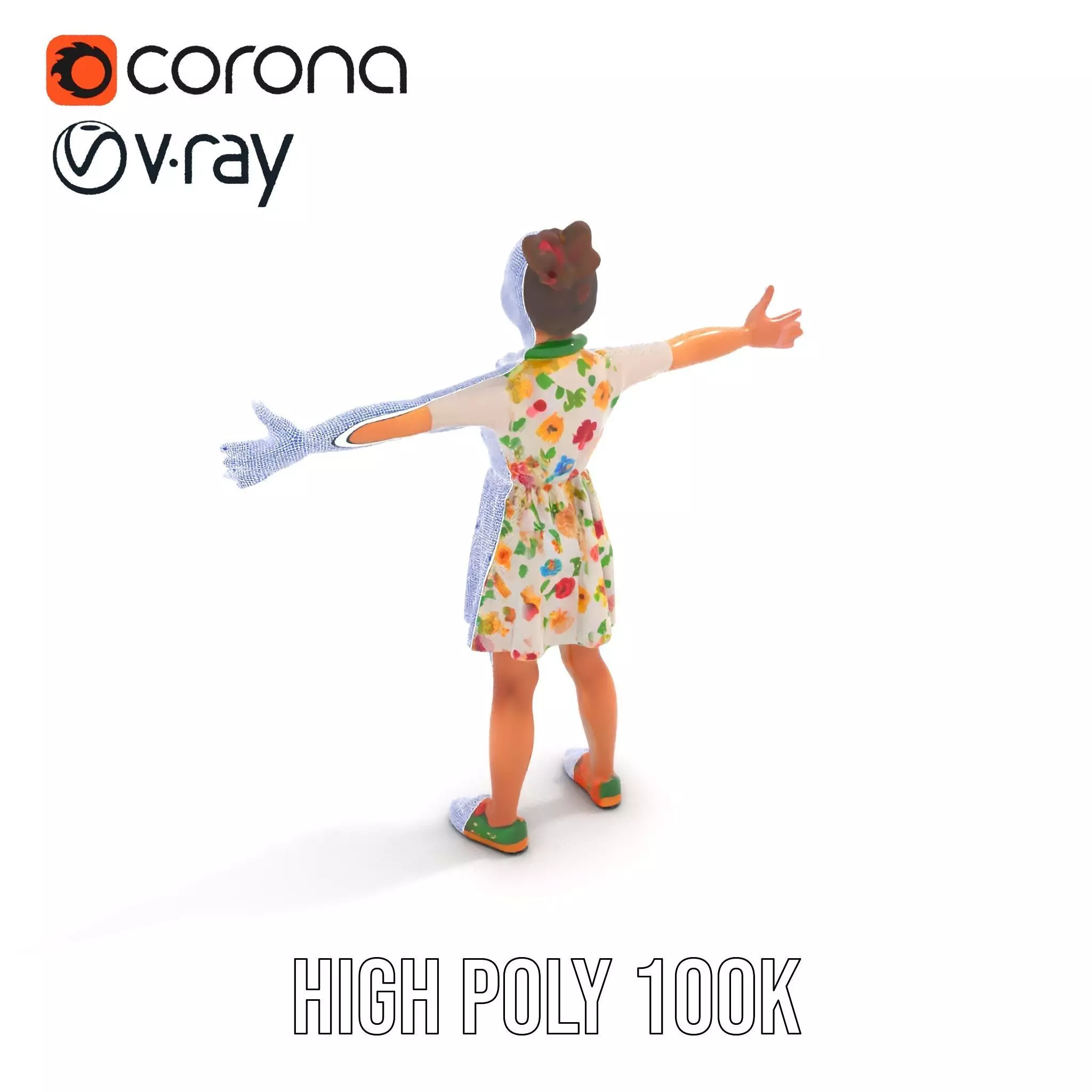 Colorful Floral Dress Character Model Pack Low-poly 3D model_26