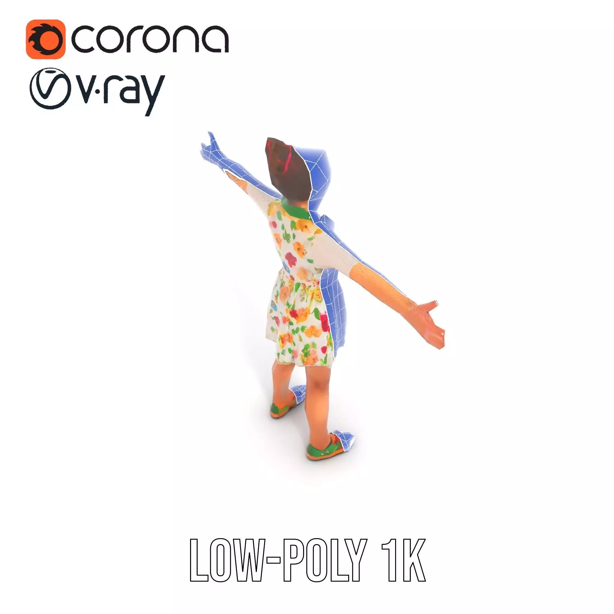 Colorful Floral Dress Character Model Pack Low-poly 3D model_25