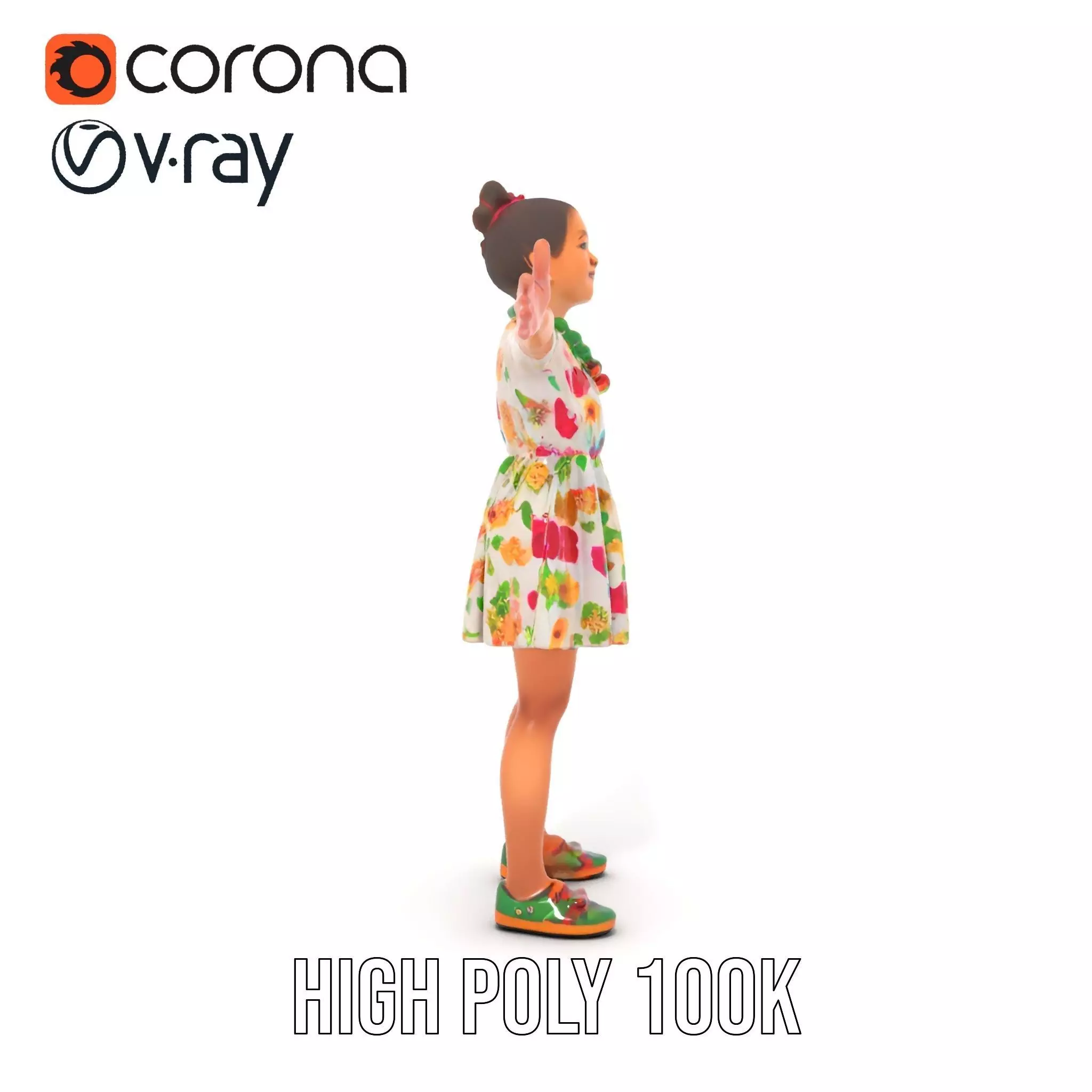 Colorful Floral Dress Character Model Pack Low-poly 3D model_15