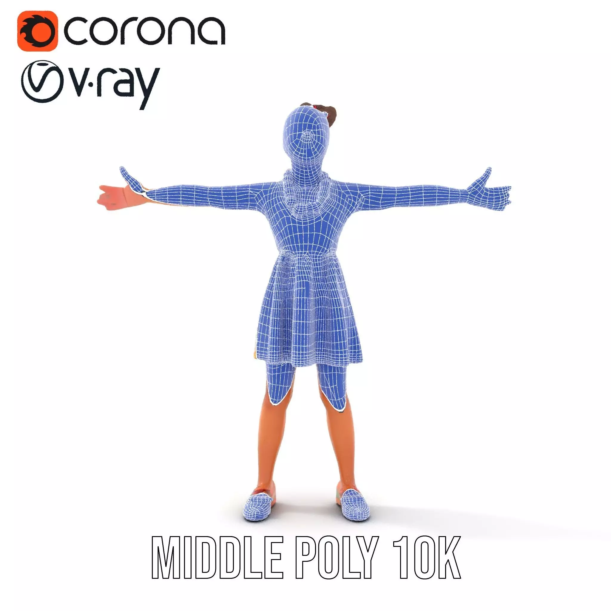 Colorful Floral Dress Character Model Pack Low-poly 3D model_27