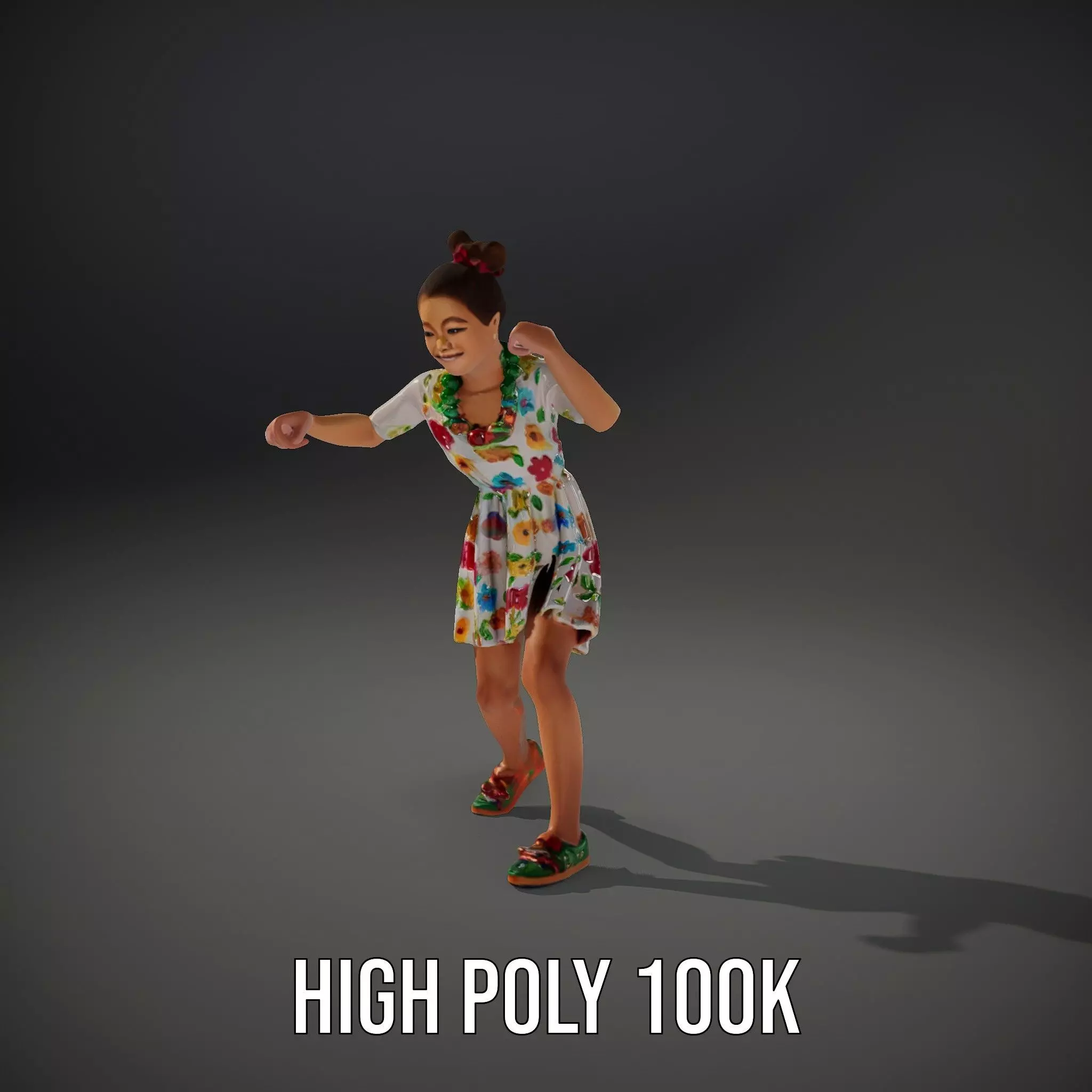 Colorful Floral Dress Character Model Pack Low-poly 3D model_33