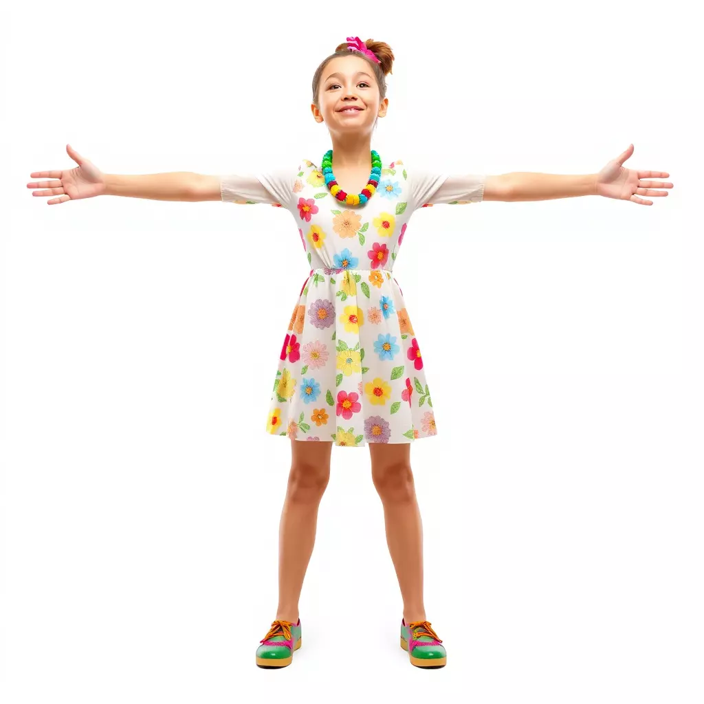 Colorful Floral Dress Character Model Pack Low-poly 3D model_3